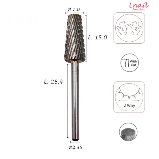 Fresa Cono 7,0mm Grossa Taglio Incrociato LL 15,0mm L/R