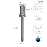 Carbide Cone Bit 6.6mm Coarse Cross Cut WL 12.7mm L/R