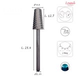Carbide Cone Bit 6.6mm Medium Cross Cut WL 12.7mm L/R