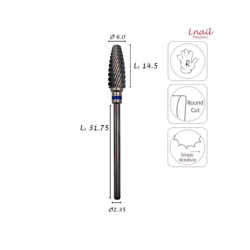 Carbide Corn Bit 6.0mm Medium Cross Cut WL 14.5mm