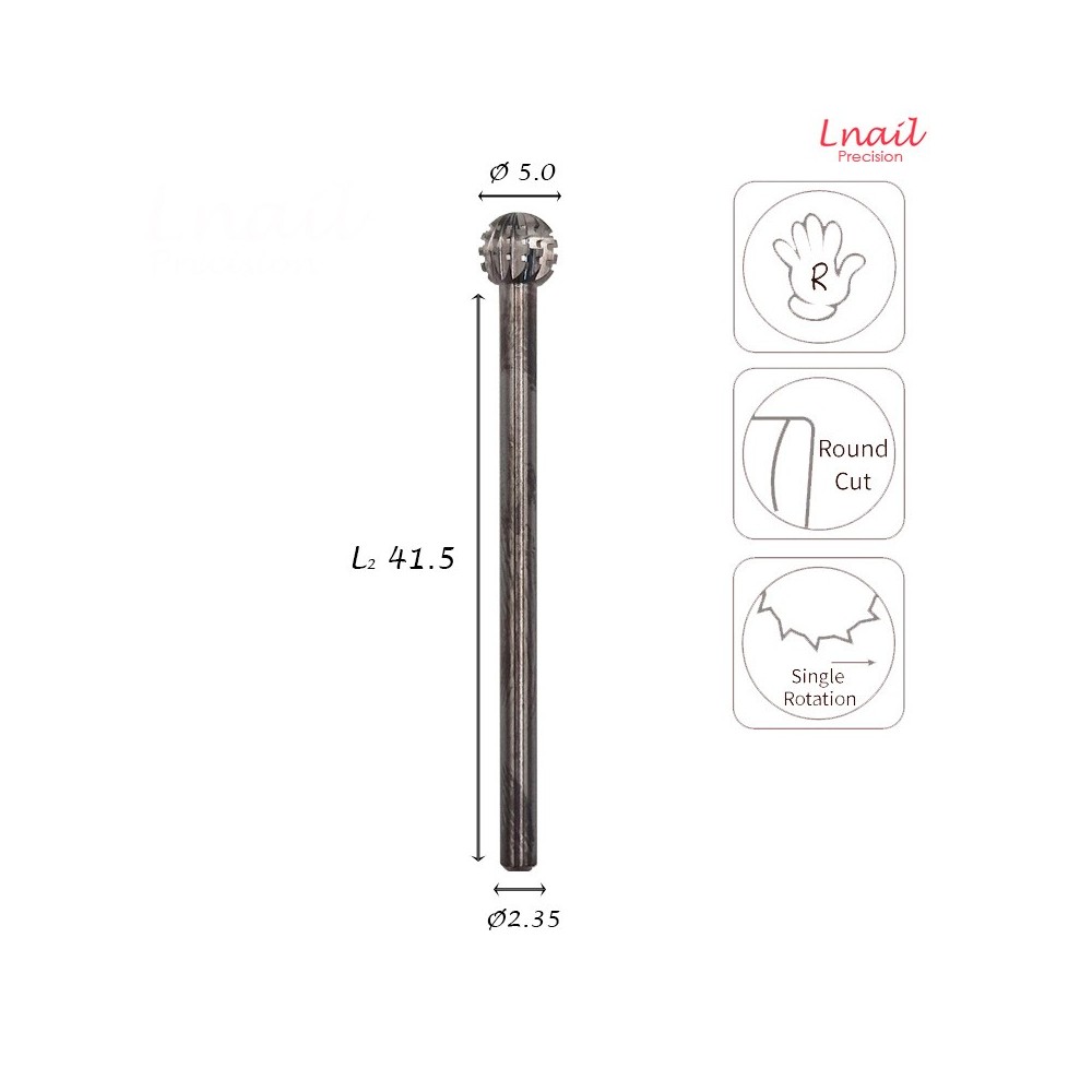 Fresa Sfera 5,0mm Taglio Incrociato LL 5,0mm