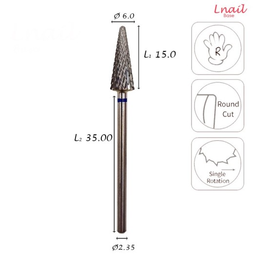Fresa Cono 6,0mm Media Corte Cruzado LT 15,0mm