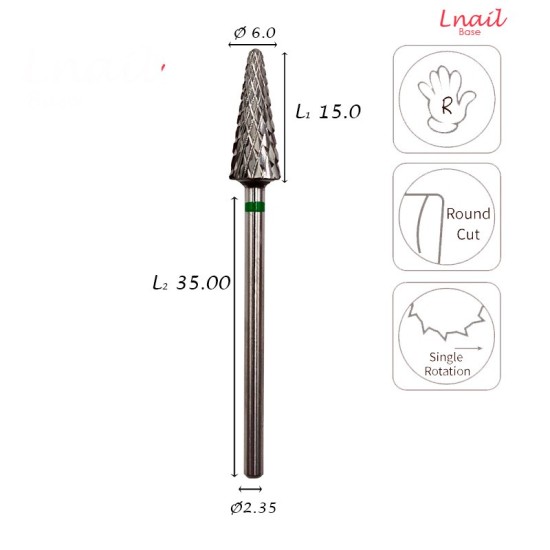 Фреза Конус 6,0мм Крупная крестовая РЧ 15,0мм
