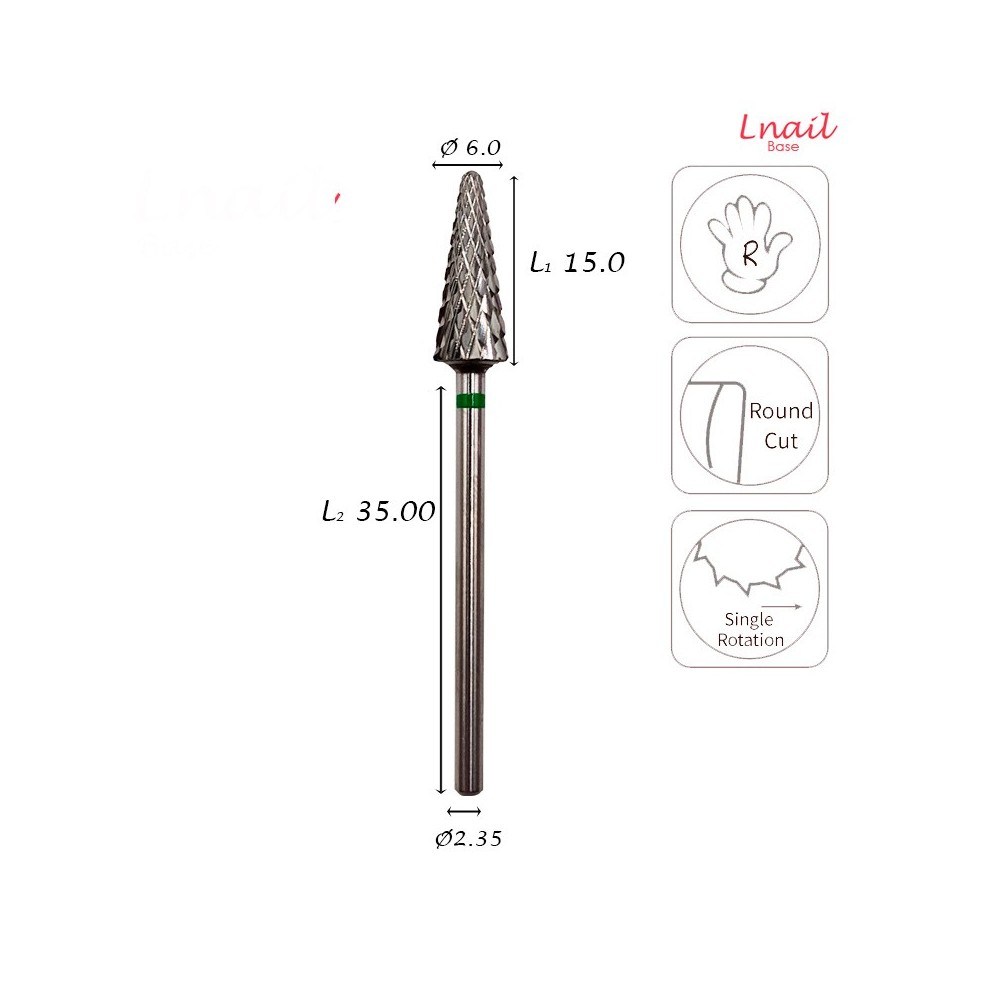 Carbide Cone Bit 6.0mm Coarse Cross Cut WL 15.0mm