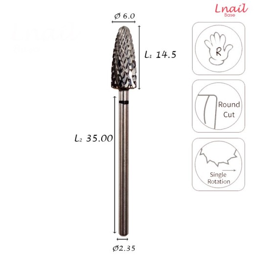 Fresa Maíz 6,0mm Extra Gruesa Corte Cruzado LT 14,5mm