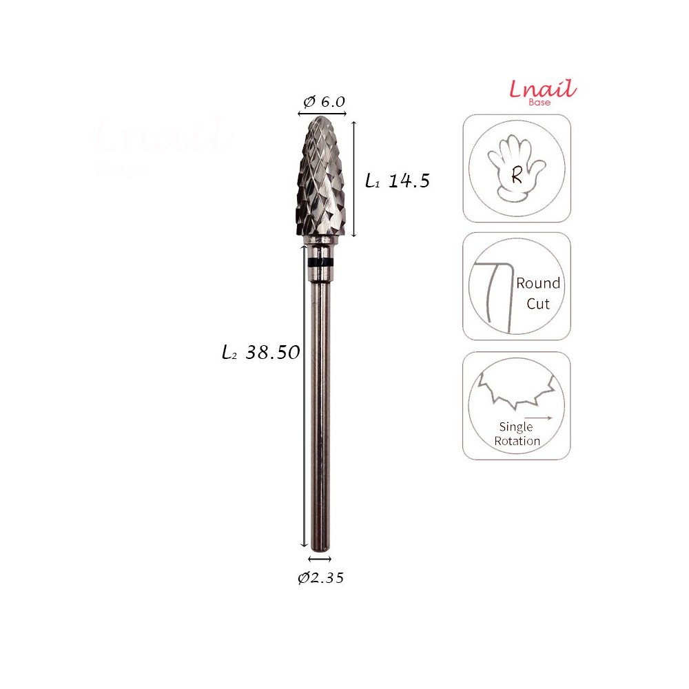 Fresa Maíz 6,0mm Extra Gruesa Corte Cruzado LT 14,5mm