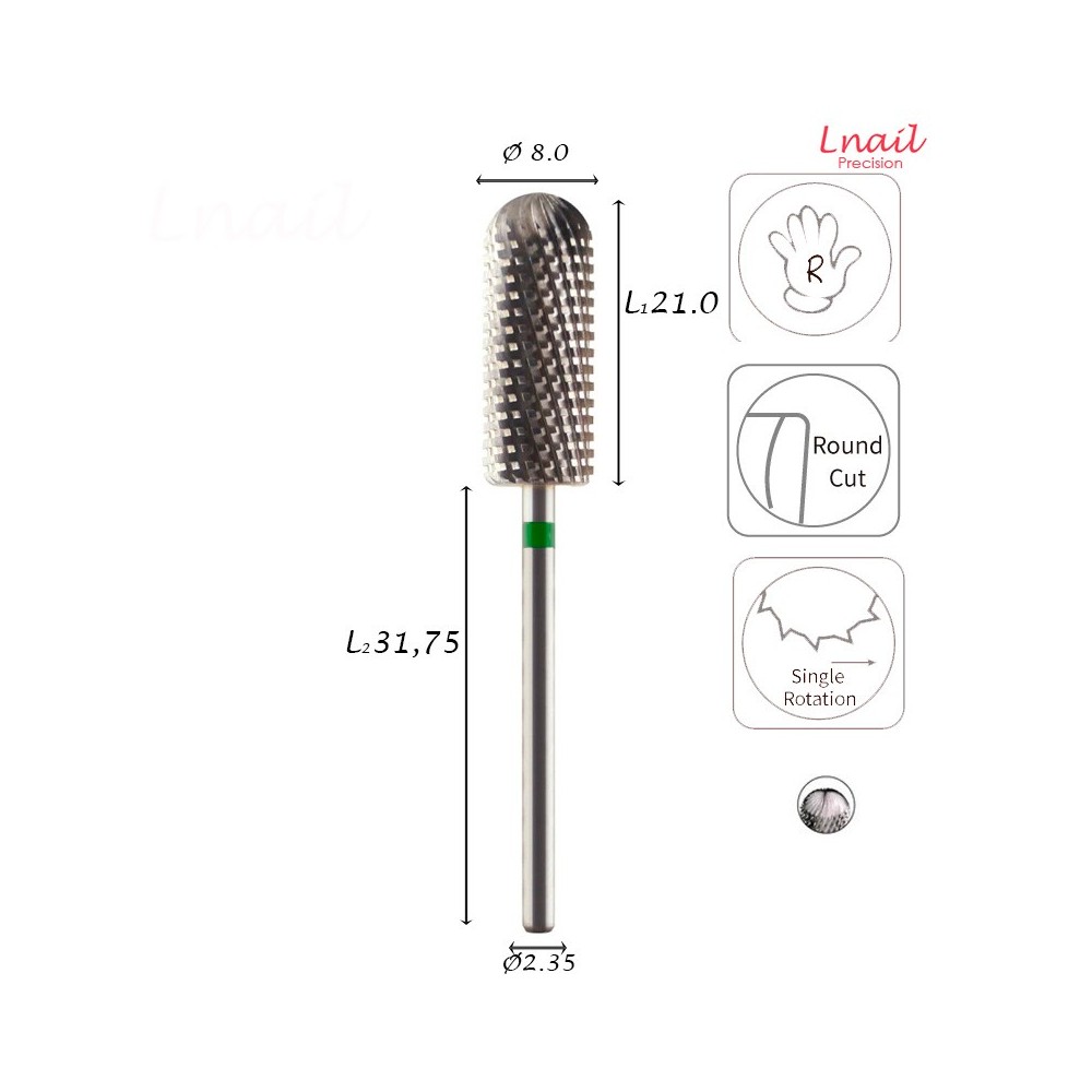Carbide Barrel Bit 8.0mm Coarse Cross Cut WL 21.0mm