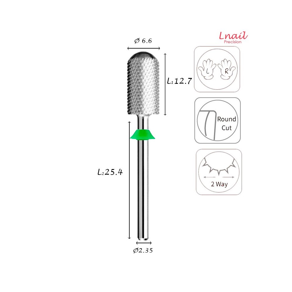 Carbide Barrel Bit 6.6mm Coarse Cross Cut WL 12.7mm L/R