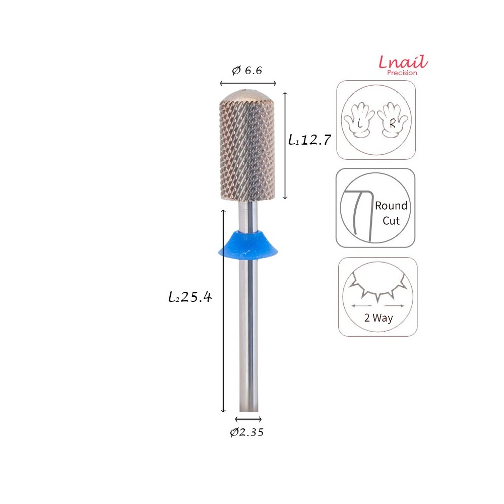 Carbide Barrel Bit 6.6mm Medium Cross Cut WL 12.7mm L/R