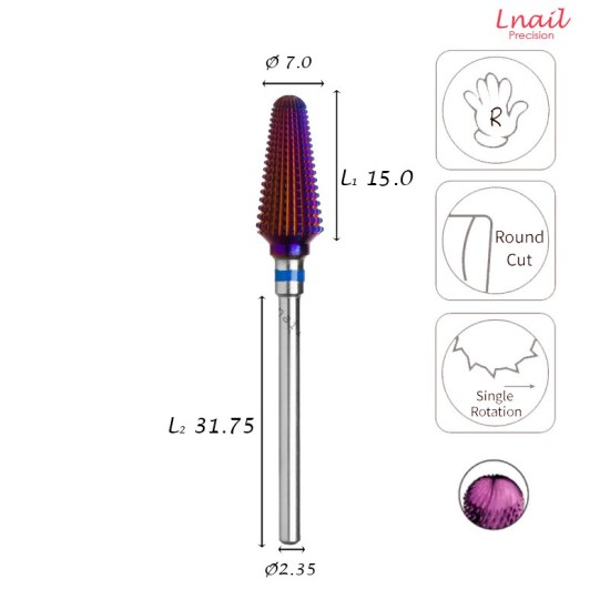 Carbide Cone Bit 7.0mm Medium DLC Long Cut WL 15.0mm