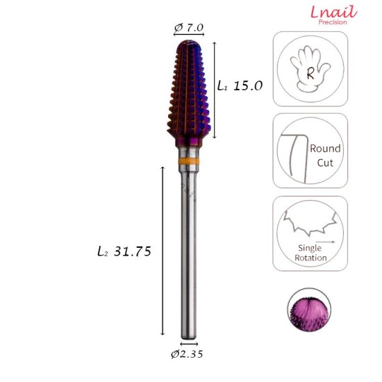 Carbide Cone Bit 7.0mm Extra Coarse DLC Long Cut WL 15.0mm