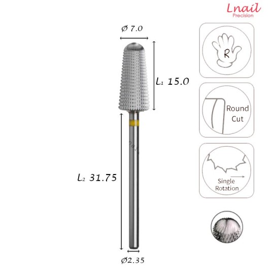 Carbide Cone Bit 7.0mm Extra Fine Long Cut WL 15.0mm
