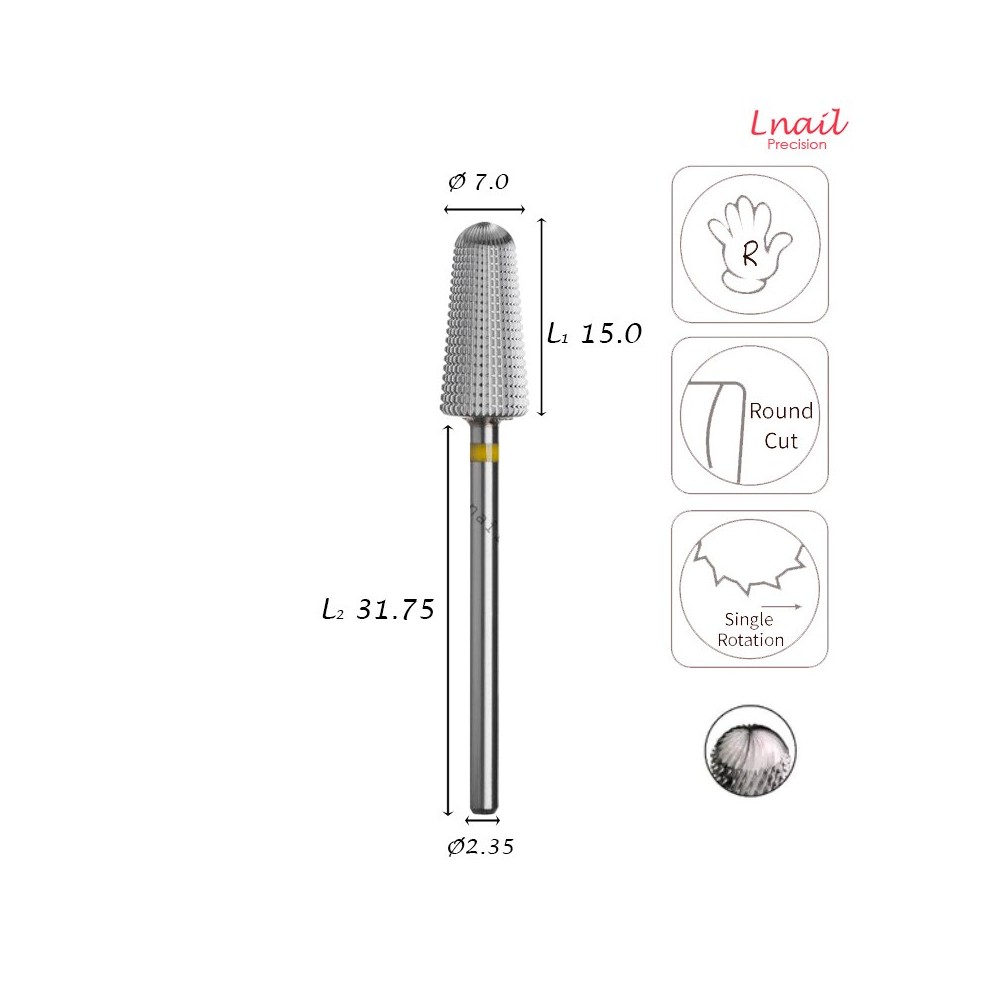 Hartmetall Konus 7,0 mm Extra Fein Längsverzahnung AL 15,0 mm