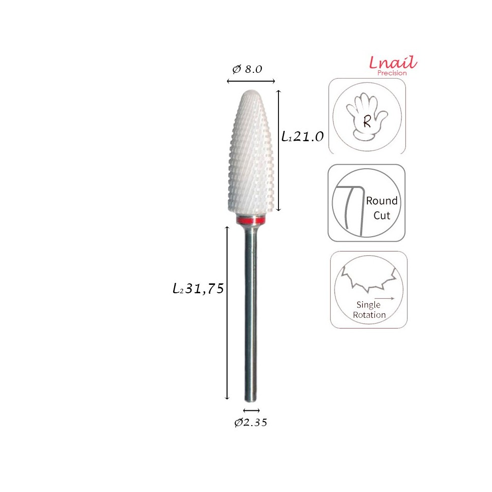 Keramikfräser Mais 8,0 mm Fein Kreuzverzahnung AL 21,0 mm